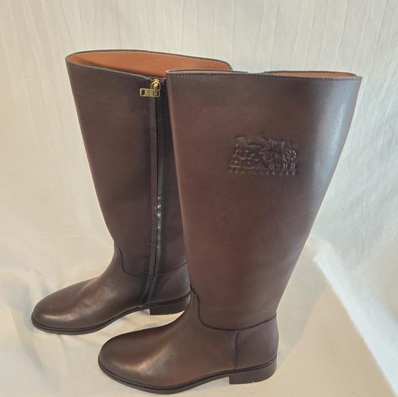 Coach Women's Size 8B Brown Fynn Leather Boots New - Picture 4 of 9